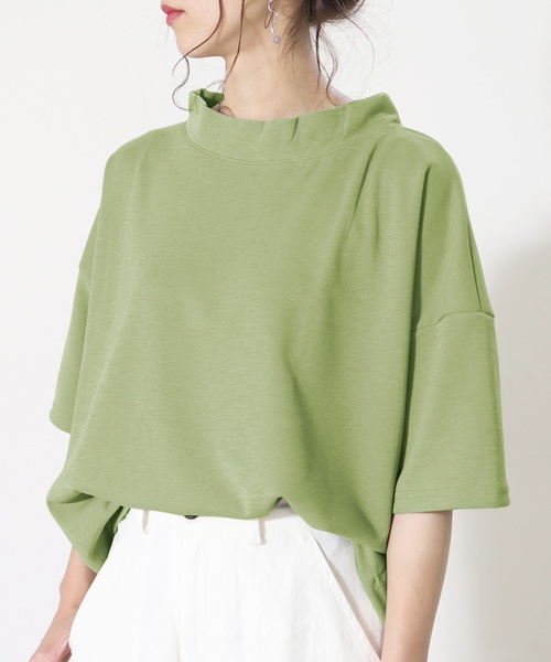 reca(レカ)の「スタンドカラーカットソー(Tシャツ/カットソー・レディース・ブラック/オフホワイト/カーキ・FREE)」の3枚目の写真