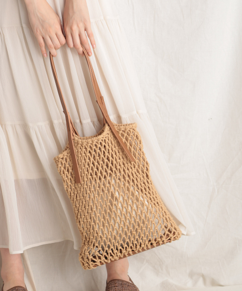 Heather（ヘザー）の「メッシュトート　842981（トートバッグ・レディース・アイボリー/ブラウン・ONE SIZE）」の2枚目の写真