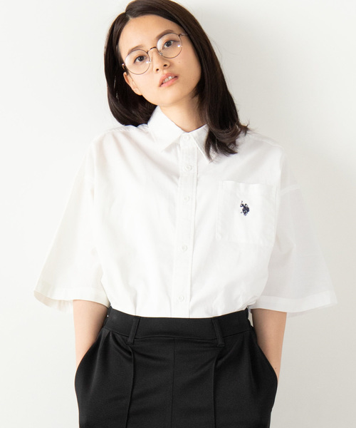 U.S. POLO ASSN.（ユーエスポロアッスン）の「∴WEGO/U.S. POLO ASSN.別注ビッグシルエットシャツ（シャツ/ブラウス・レディース・ブルー系その他4/ベージュ/ホワイト・FREE）」の2枚目の写真