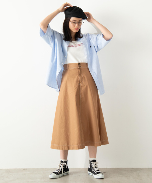 U.S. POLO ASSN.（ユーエスポロアッスン）の「∴WEGO/U.S. POLO ASSN.別注ビッグシルエットシャツ（シャツ/ブラウス・レディース・ブルー系その他4/ベージュ/ホワイト・FREE）」の12枚目の写真