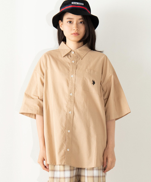 U.S. POLO ASSN.（ユーエスポロアッスン）の「∴WEGO/U.S. POLO ASSN.別注ビッグシルエットシャツ（シャツ/ブラウス・レディース・ブルー系その他4/ベージュ/ホワイト・FREE）」の13枚目の写真