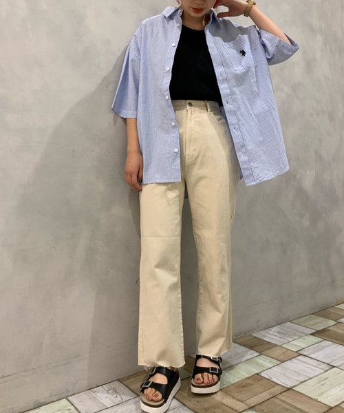 U.S. POLO ASSN.（ユーエスポロアッスン）の「∴WEGO/U.S. POLO ASSN.別注ビッグシルエットシャツ（シャツ/ブラウス・レディース・ブルー系その他4/ベージュ/ホワイト・FREE）」の18枚目の写真