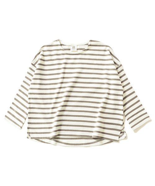 devirock（デビロック）の「ゆるっとボーダー長袖Tシャツ（Tシャツ/カットソー・キッズ・ブラック/チャコール/オリーブ/ラベンダー/ワイン/ベージュ/ネイビー/グリーン系その他・100cm/110cm/120cm/130cm/140cm/150cm/160cm）」の14枚目の写真