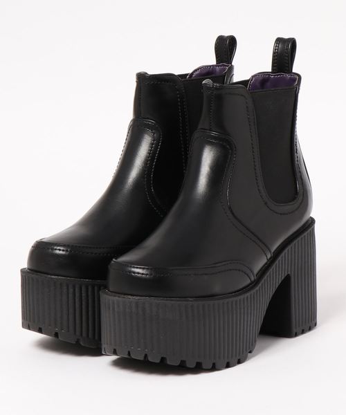 YOSUKE（ヨースケ）の「「YOSUKE/ヨースケ」厚底サイドゴアショートブーツ（ブーツ・レディース・ワイン/ブラックミックス/ブラック×ホワイト/ブラック・LL/S/M/L）」の2枚目の写真