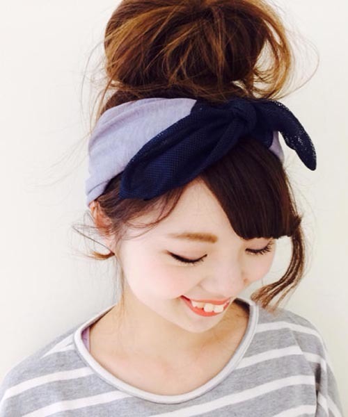 Kastane（カスタネ）の「【Kastane】メッシュヘアリボン（ヘアバンド・レディース・ブルー系その他/ブラック系その他・FREE）」の2枚目の写真