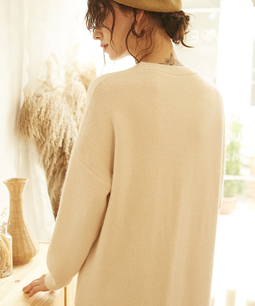 Knit Mix（ニットミックス）の「【Knit Mix】クルーネック ラフ ニットワンピース（ワンピース・レディース・ブラック/アイボリー・FREE）」の12枚目の写真