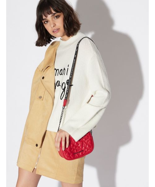 ARMANI EXCHANGE(アルマーニエクスチェンジ)の「【A|Xアルマーニ エクスチェンジ】エンボスAXロゴステッチ ミニショルダーバッグ(ショルダーバッグ・レディース・ブラック/レッド・FREE)」の2枚目の写真