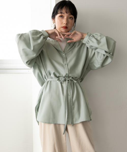 LOWRYS FARM（ローリーズファーム）の「ＴＲブラウジングチュニック　854875（シャツ/ブラウス・レディース・ベージュ/ブラウン/ミント・FREE）」の3枚目の写真