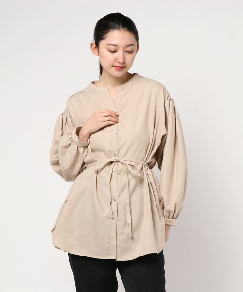 LOWRYS FARM（ローリーズファーム）の「ＴＲブラウジングチュニック　854875（シャツ/ブラウス・レディース・ベージュ/ブラウン/ミント・FREE）」の11枚目の写真