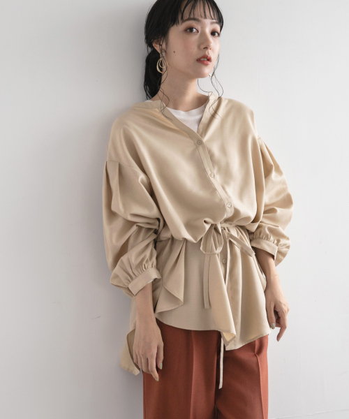 LOWRYS FARM（ローリーズファーム）の「ＴＲブラウジングチュニック　854875（シャツ/ブラウス・レディース・ベージュ/ブラウン/ミント・FREE）」の15枚目の写真