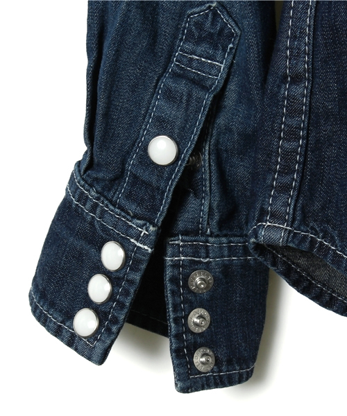 HYSTERIC MINI（ヒステリックミニ）の「Rolling mini “Amazing so Good” デニムシャツ（シャツ/ブラウス・キッズ・インディゴブルー・110/100/120）」の4枚目の写真