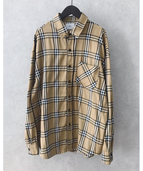 Niell（ニール）の「ビッグチェックシャツ/ビッグシャツ（シャツ/ブラウス・メンズ・グレー系その他/ベージュ系その他・L/M）」の3枚目の写真