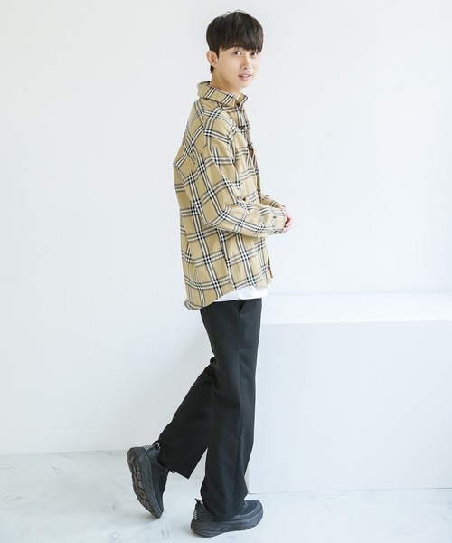 Niell（ニール）の「ビッグチェックシャツ/ビッグシャツ（シャツ/ブラウス・メンズ・グレー系その他/ベージュ系その他・L/M）」の19枚目の写真