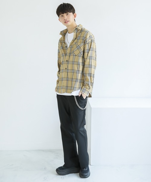 Niell（ニール）の「ビッグチェックシャツ/ビッグシャツ（シャツ/ブラウス・メンズ・グレー系その他/ベージュ系その他・L/M）」の17枚目の写真