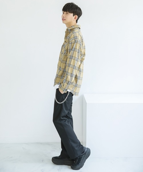 Niell（ニール）の「ビッグチェックシャツ/ビッグシャツ（シャツ/ブラウス・メンズ・グレー系その他/ベージュ系その他・L/M）」の16枚目の写真