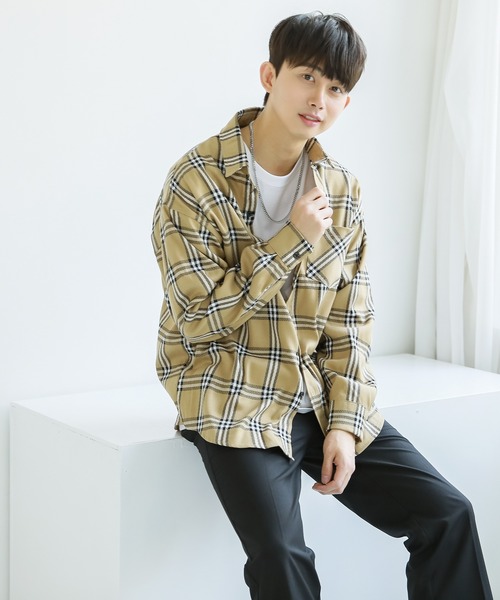 Niell（ニール）の「ビッグチェックシャツ/ビッグシャツ（シャツ/ブラウス・メンズ・グレー系その他/ベージュ系その他・L/M）」の15枚目の写真