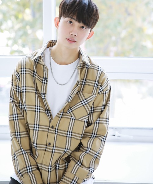 Niell（ニール）の「ビッグチェックシャツ/ビッグシャツ（シャツ/ブラウス・メンズ・グレー系その他/ベージュ系その他・L/M）」の12枚目の写真