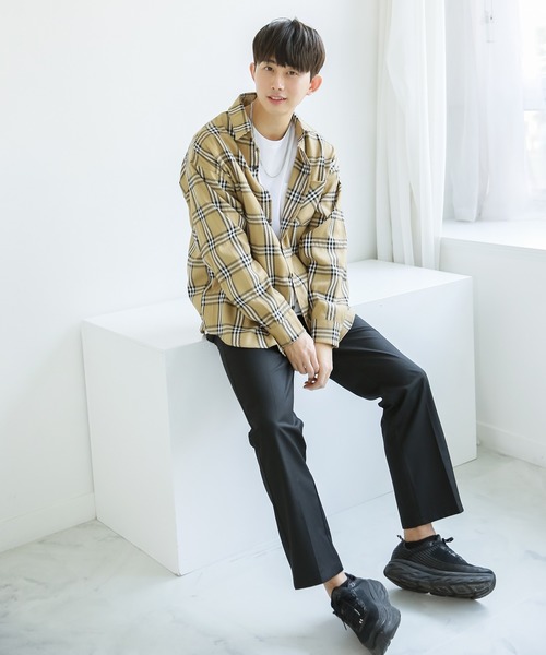 Niell（ニール）の「ビッグチェックシャツ/ビッグシャツ（シャツ/ブラウス・メンズ・グレー系その他/ベージュ系その他・L/M）」の13枚目の写真