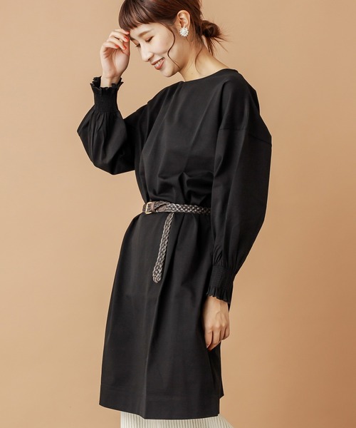 PUAL CE CIN（ピュアルセシン）の「【cotton100％】シャーリング袖チュニック（Tシャツ/カットソー・レディース・ブラウン/ブラック/ピンク/グレー/グレイッシュベージュ・FREE）」の3枚目の写真