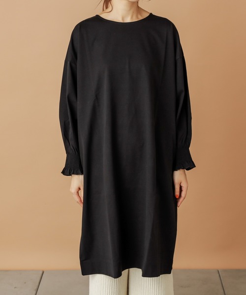 PUAL CE CIN（ピュアルセシン）の「【cotton100％】シャーリング袖チュニック（Tシャツ/カットソー・レディース・ブラウン/ブラック/ピンク/グレー/グレイッシュベージュ・FREE）」の11枚目の写真