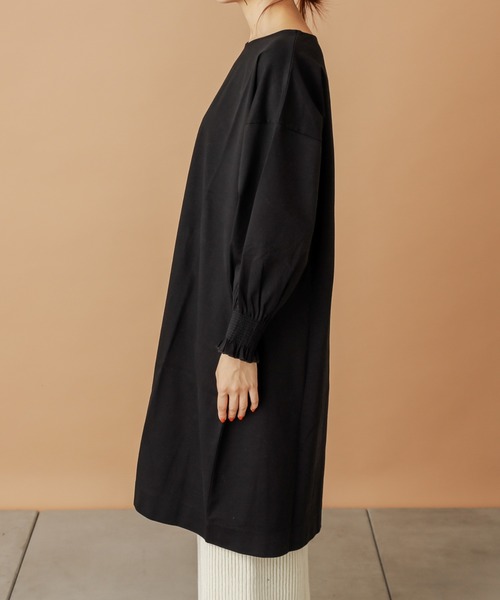 PUAL CE CIN（ピュアルセシン）の「【cotton100％】シャーリング袖チュニック（Tシャツ/カットソー・レディース・ブラウン/ブラック/ピンク/グレー/グレイッシュベージュ・FREE）」の12枚目の写真