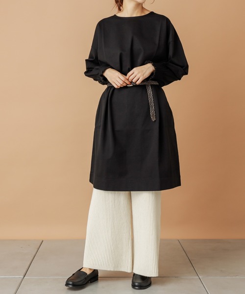 PUAL CE CIN（ピュアルセシン）の「【cotton100％】シャーリング袖チュニック（Tシャツ/カットソー・レディース・ブラウン/ブラック/ピンク/グレー/グレイッシュベージュ・FREE）」の18枚目の写真