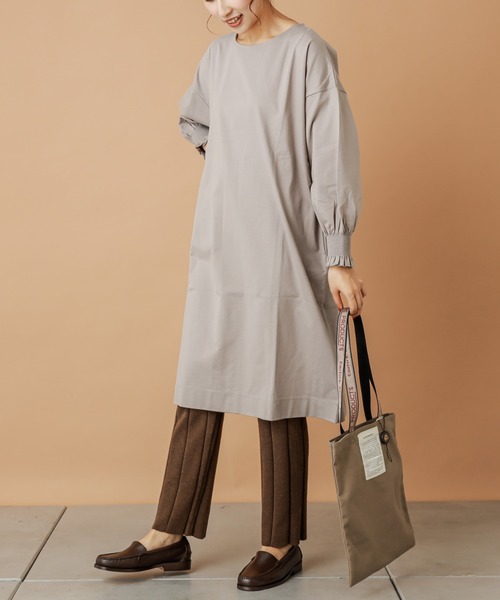 PUAL CE CIN（ピュアルセシン）の「【cotton100％】シャーリング袖チュニック（Tシャツ/カットソー・レディース・ブラウン/ブラック/ピンク/グレー/グレイッシュベージュ・FREE）」の22枚目の写真