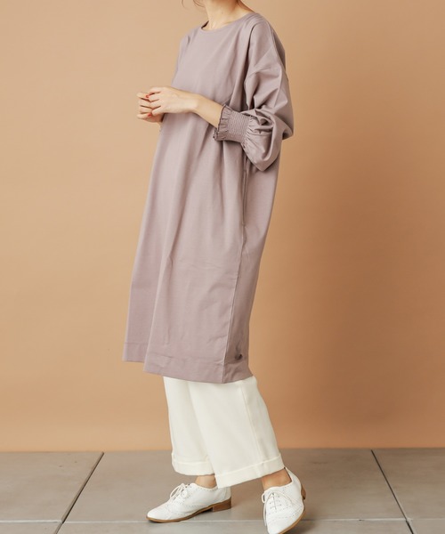 PUAL CE CIN（ピュアルセシン）の「【cotton100％】シャーリング袖チュニック（Tシャツ/カットソー・レディース・ブラウン/ブラック/ピンク/グレー/グレイッシュベージュ・FREE）」の7枚目の写真