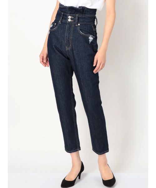 EMODA(エモダ)の「タックウエストハイウエストジーンズ(デニムパンツ・レディース・インディゴブルー/ブラック・X-SMALL/SMALL/MEDIUM)」の2枚目の写真