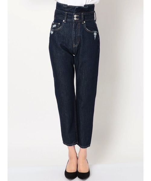EMODA(エモダ)の「タックウエストハイウエストジーンズ(デニムパンツ・レディース・インディゴブルー/ブラック・X-SMALL/SMALL/MEDIUM)」の3枚目の写真