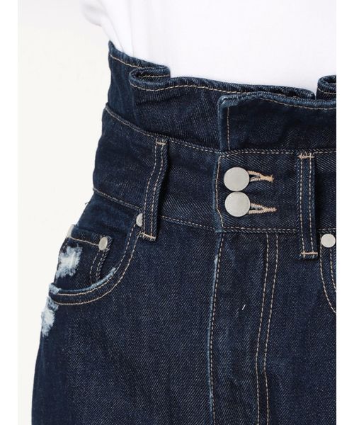 EMODA(エモダ)の「タックウエストハイウエストジーンズ(デニムパンツ・レディース・インディゴブルー/ブラック・X-SMALL/SMALL/MEDIUM)」の10枚目の写真