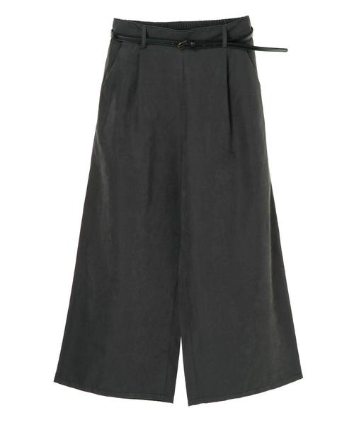 Green　Parks（グリーンパークス）の「・【ELENCARE DUE】ベルト付ピーチワイドパンツ＊★（その他パンツ・レディース・ブラック/ブラウン/カーキ/グレイッシュベージュ・FREE）」の5枚目の写真