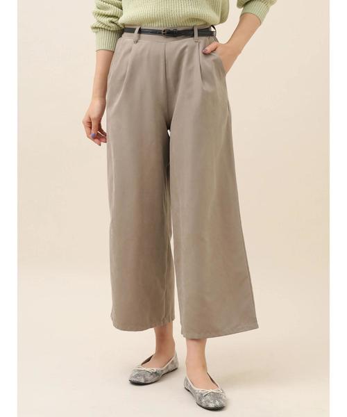 Green　Parks（グリーンパークス）の「・【ELENCARE DUE】ベルト付ピーチワイドパンツ＊★（その他パンツ・レディース・ブラック/ブラウン/カーキ/グレイッシュベージュ・FREE）」の13枚目の写真