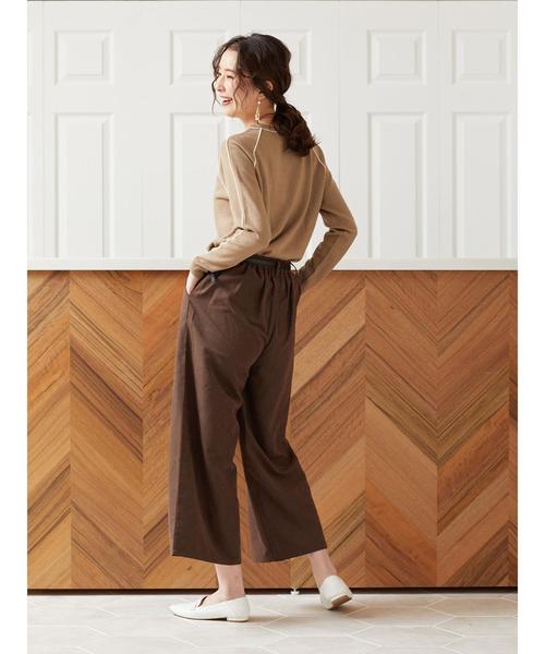Green　Parks（グリーンパークス）の「・【ELENCARE DUE】ベルト付ピーチワイドパンツ＊★（その他パンツ・レディース・ブラック/ブラウン/カーキ/グレイッシュベージュ・FREE）」の17枚目の写真