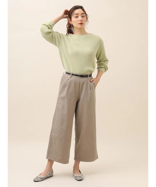 Green　Parks（グリーンパークス）の「・【ELENCARE DUE】ベルト付ピーチワイドパンツ＊★（その他パンツ・レディース・ブラック/ブラウン/カーキ/グレイッシュベージュ・FREE）」の7枚目の写真