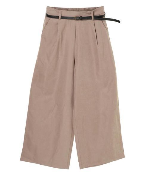Green　Parks（グリーンパークス）の「・【ELENCARE DUE】ベルト付ピーチワイドパンツ＊★（その他パンツ・レディース・ブラック/ブラウン/カーキ/グレイッシュベージュ・FREE）」の8枚目の写真