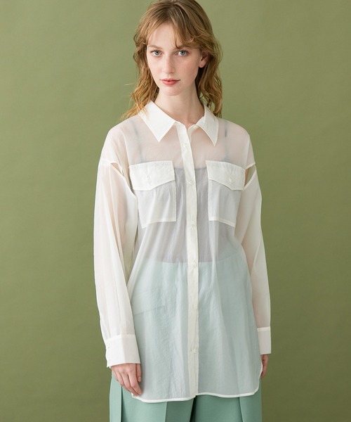 UNITED TOKYO（ユナイテッドトウキョウ）の「トランスルーセントシャツ（シャツ/ブラウス・レディース・ホワイト/オレンジ・0）」の8枚目の写真