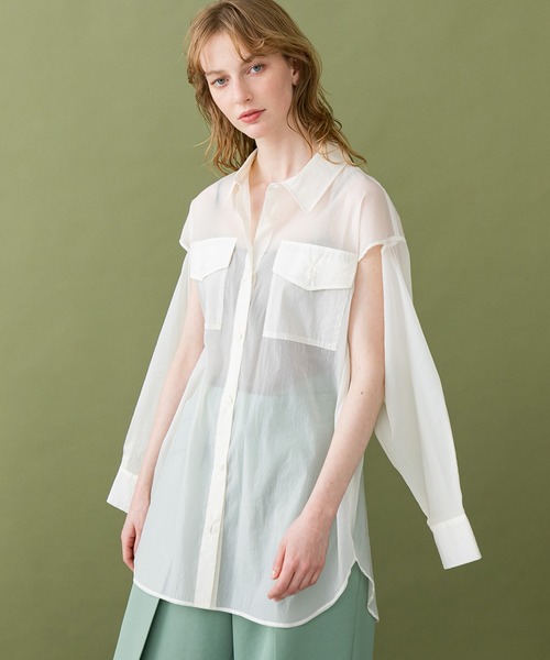 UNITED TOKYO（ユナイテッドトウキョウ）の「トランスルーセントシャツ（シャツ/ブラウス・レディース・ホワイト/オレンジ・0）」の12枚目の写真