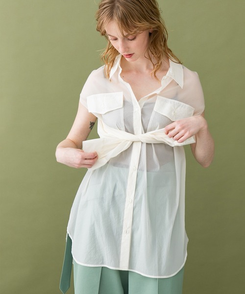 UNITED TOKYO（ユナイテッドトウキョウ）の「トランスルーセントシャツ（シャツ/ブラウス・レディース・ホワイト/オレンジ・0）」の13枚目の写真