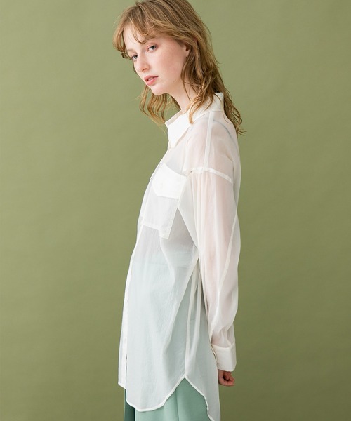 UNITED TOKYO（ユナイテッドトウキョウ）の「トランスルーセントシャツ（シャツ/ブラウス・レディース・ホワイト/オレンジ・0）」の5枚目の写真