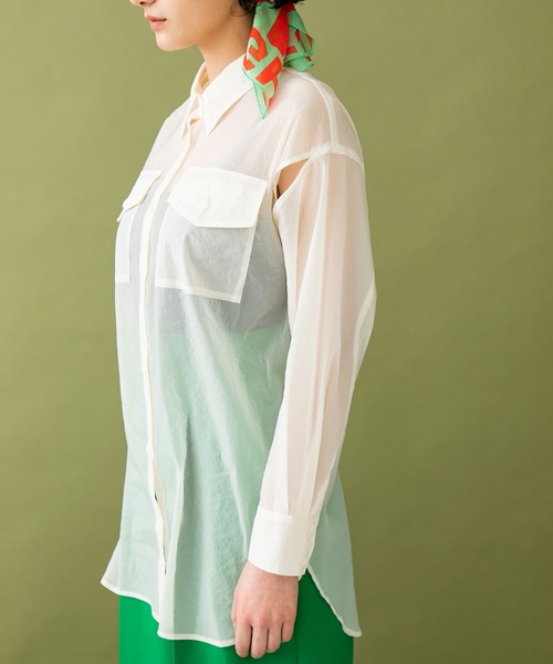 UNITED TOKYO（ユナイテッドトウキョウ）の「トランスルーセントシャツ（シャツ/ブラウス・レディース・ホワイト/オレンジ・0）」の14枚目の写真