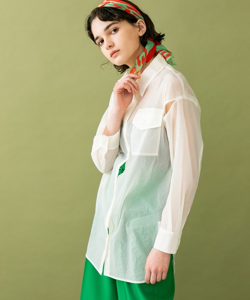 UNITED TOKYO（ユナイテッドトウキョウ）の「トランスルーセントシャツ（シャツ/ブラウス・レディース・ホワイト/オレンジ・0）」の19枚目の写真