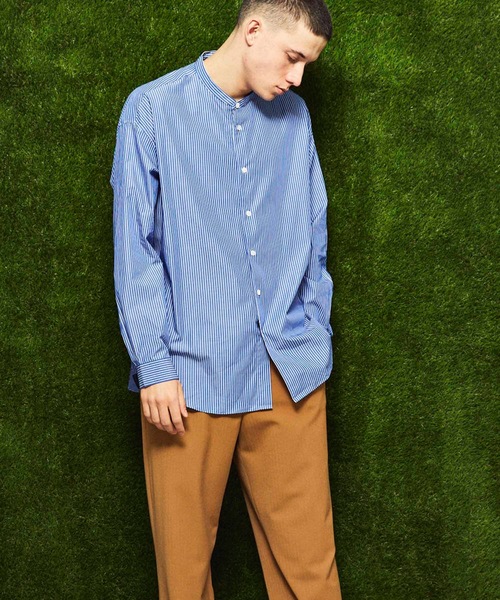 MAISON SPECIAL(メゾンスペシャル)の「【ZOZOTOWN限定】《ユニセックスアイテム》OEKO-TEX/エコテックス サスティナブルオーバーサイズスタンドカラーシャツ 【MAISON SPECIAL/メゾンスペシャル】(シャツ/ブラウス・メンズ・ブラック/サックスブルー/パープル/オフホワイト/ベージュ/ネイビー・44/48/46)」の15枚目の写真