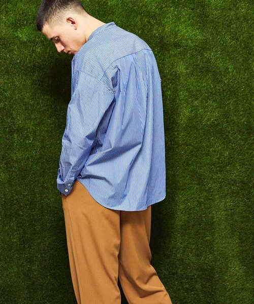 MAISON SPECIAL(メゾンスペシャル)の「【ZOZOTOWN限定】《ユニセックスアイテム》OEKO-TEX/エコテックス サスティナブルオーバーサイズスタンドカラーシャツ 【MAISON SPECIAL/メゾンスペシャル】(シャツ/ブラウス・メンズ・ブラック/サックスブルー/パープル/オフホワイト/ベージュ/ネイビー・44/48/46)」の13枚目の写真