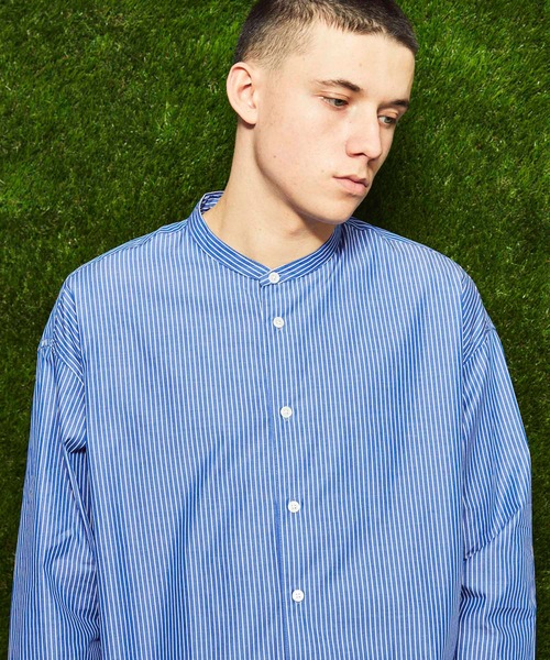 MAISON SPECIAL(メゾンスペシャル)の「【ZOZOTOWN限定】《ユニセックスアイテム》OEKO-TEX/エコテックス サスティナブルオーバーサイズスタンドカラーシャツ 【MAISON SPECIAL/メゾンスペシャル】(シャツ/ブラウス・メンズ・ブラック/サックスブルー/パープル/オフホワイト/ベージュ/ネイビー・44/48/46)」の12枚目の写真