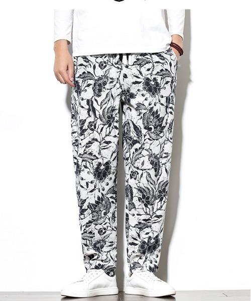 MGV（エムジーヴィー）の「ヴィンテージプリントテーパードイージーパンツ（その他パンツ・メンズ・ベージュ×ブラック/ホワイト×ブラック/ブラウン/ホワイト×グリーン/ブラック×グリーン・MEDIUM/LARGE/X-LARGE）」の18枚目の写真