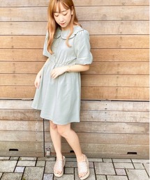 apres jour | 襟フリルパフワンピース【ZOZOTOWN限定アイテム】(ワンピース)