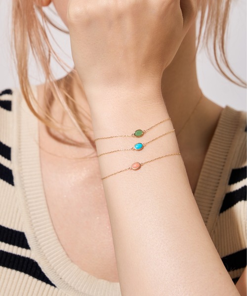 Jewel closet by L&Co.（ジュエルクローゼットバイエルアンドコー）の「K10 ストーン ブレスレット（ブレスレット・レディース・ネイビー/ターコイズブルー/グリーン/サーモンピンク・FREE）」の12枚目の写真
