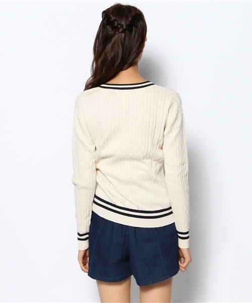 CIAOPANIC（チャオパニック）の「【Ciaopanic】チルデンVネック（ニット/セーター・レディース・ネイビー/オフホワイト・FREE）」の5枚目の写真