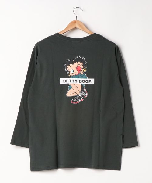 SpRay（スプレイ）の「ＳＮＥＡＫＥＲ　ＢＥＴＴＹ　ロングＴシャツ（Tシャツ/カットソー・レディース・ブラック/アイボリー/スミクロ/グレイッシュベージュ・FREE）」の7枚目の写真
